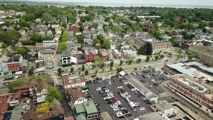 Wall Mural - Aerial view of the coastal area of Newport near Bannister's Wharf Marina, Rhode Island.