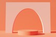 Terracotta matte podium with pink arch background 3d illustration