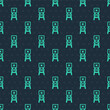 © Iryna - Green line Chair icon isolated seamless pattern on blue background. Vector