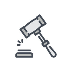 Fototapete - Auction color line icon. Hammer of justice vector outline colorful sign.