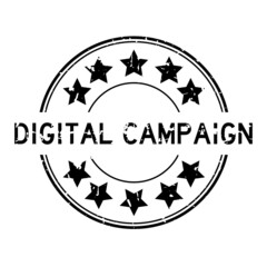 Canvas Print - Grunge black digital campaign word with star icon round rubber seal stamp on white background