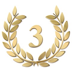 Wall Mural - 3D gold laurel wreath 3 vector isolated on a white background	
