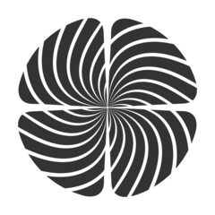 Wall Mural - abstract geometric vector symbol, isolated on white background. four striped petals. flat design sty