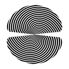 Wall Mural - abstract geometric vector symbol, isolated on white background. swirling shapes, stripes, optical il
