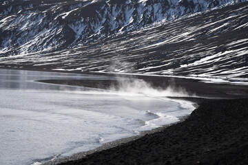 Wall Mural - Shoreline of Pendulum Cove on Deception Island in Antarctica