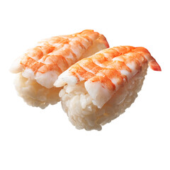  Two shrimp nigiri sushi isolated on white background