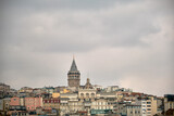 Fototapeta Paryż - istanbul. Turkey. Overcast sky, Galata Tower istanbul local name is Galata Kulesi.
