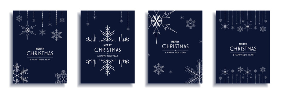 merry christmas and new year 2024 brochure covers set. xmas minimal banner design with white snowfla