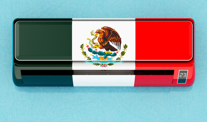 Wall Mural - Air conditioner with Mexican flag on the wall. House climate control system in Mexico. 3D rendering