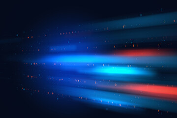 Poster - Creative blue background with binary code. Technology and coding concept. 3D Rendering.