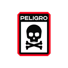Wall Mural - skull. hazard warning symbol vector icon flat sign symbol with exclamation mark isolated on white ba