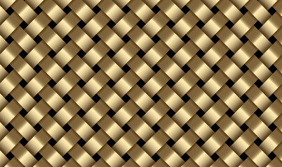 Poster - Golden wicker pattern. Gold weave vector seamless pattern. Luxury woven texture. Metallic weave ribbons. Gold metal ornament. Interlacing surface. Decoration for design. Vector illustration EPS10.