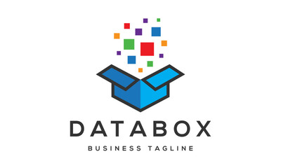 Digital Data Box Technology Logo Design Vector Icon Symbol Illustration.