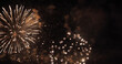 © aFotostock - Golden Firework celebrate anniversary happy new year 2022, 4th of july holiday festival. Gold firework in the night time celebrate national holiday. Countdown to new year 2022 gold party time event
