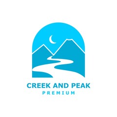 Wall Mural - Mountain Peak and Creek Logo Design Template