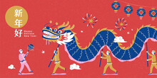 Dragon Dance Parade Illustration