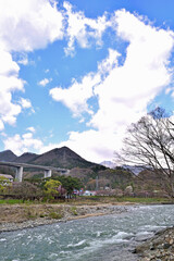 Wall Mural - 【群馬県利根郡】春の水上 桜咲く諏訪峡遊歩道