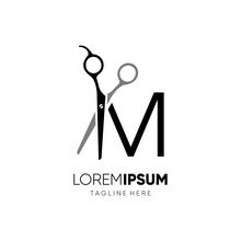 Letter M Initial Scissor Logo Design Icon Graphic Emblem Illustration 