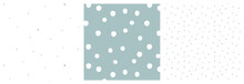 Neutral Spot Seamless Pattern In Soft Dusty Blue And White Colors. Modern Polka Dot Repeat Background Collection.