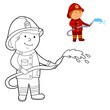 © Владимир Маевский - coloring book. color it according to the pattern. illustration of a firefighter, vector