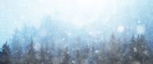 Winter Background Snowfall Trees Abstract Blurred White