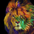 © Mohd mufeed - Colourful digital illustration of a lion isolated on darkness