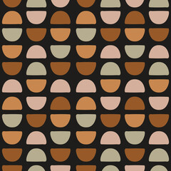 Aufkleber - Abstract vector seamless pattern with hand drawn geometric semicircles on a black background. Colorful modern background design in boho style.