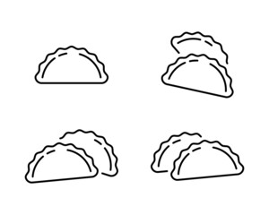 Fototapete - Empanada linear icons set. Outline simple vector of Spanish fried patty or cheburek. Contour isolated pictogram on white background