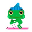 Illustration of a Little Green Frog on the Ski