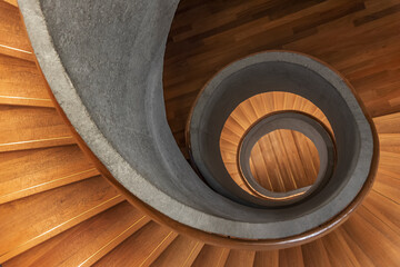 Poster - Interior of modern spiral staircase. Contemporary architecture abstract background