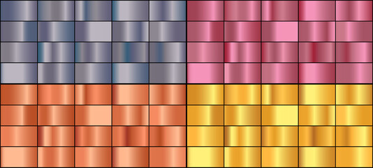 Wall Mural - Vector set of colorful metal gradients.