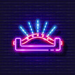 Oscillating sprinkler for irrigation neon icon. Irrigation system, watering system, hose and accessories glowing sign. Vector illustration for design, website, advertising, store, goods.
