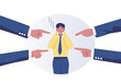 Businessman get blame with hand other pointing, illustration vector.