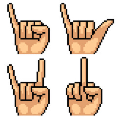 Sticker - pixel art various hand sign