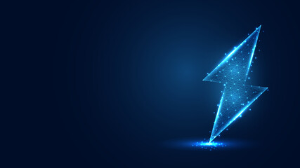Sticker - Lightning line connection. Low poly wireframe design. Abstract geometric background. vector illustration.