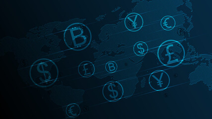 Wall Mural - money transfer, money transaction, global currency network, stock exchange business concept