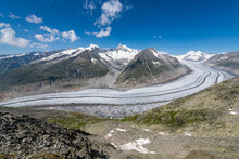 Scenic View Of Aletsch Glacier In Bernese Alps