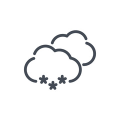 Poster - two clouds with snow line icon. weather and climate vector outline sign.