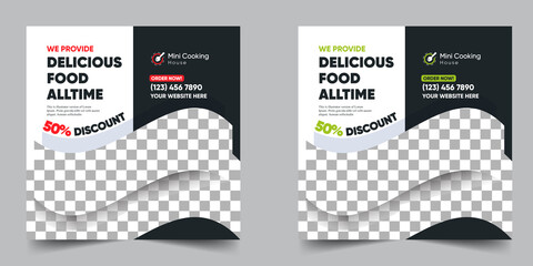 Wall Mural - creative social media food restaurant post designs template