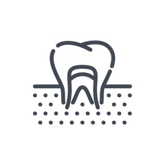 Poster - Dental nerve line icon. Tooth nerve treatment vector outline sign.