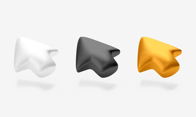 Poster - arrow. computer pointer or mouse cursor. white black and gold volume left arrow set