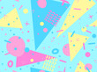 Geometric seamless pattern in the style of the 80s. Memphis style elements. Colorful abstract background for printing, wrapping paper and promotional items. Vector illustration