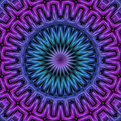 Wall Mural - 3d effect - abstract polygonal violet blue fractal pattern