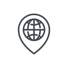 Poster - Location line icon. Location pin with planet vector outline sign.