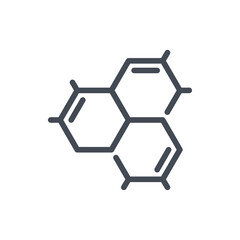 Poster - Hex shape structure formula line icon. Chemical element and structure vector outline sign.