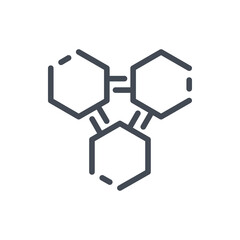 Poster - Hex shape structure formula line icon. Chemical element and structure vector outline sign.