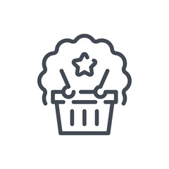 Poster - favorite product line icon. shopping basket with star vector outline sign.