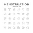 Set line icons of menstruation isolated on white