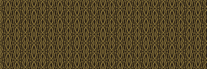 Wall Mural - Background image with ornate gold pattern on black background for your design projects, seamless patterns, wallpaper textures with flat design. Vector illustration