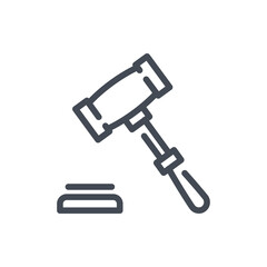 Poster - Auction line icon. Hammer of justice vector outline sign.